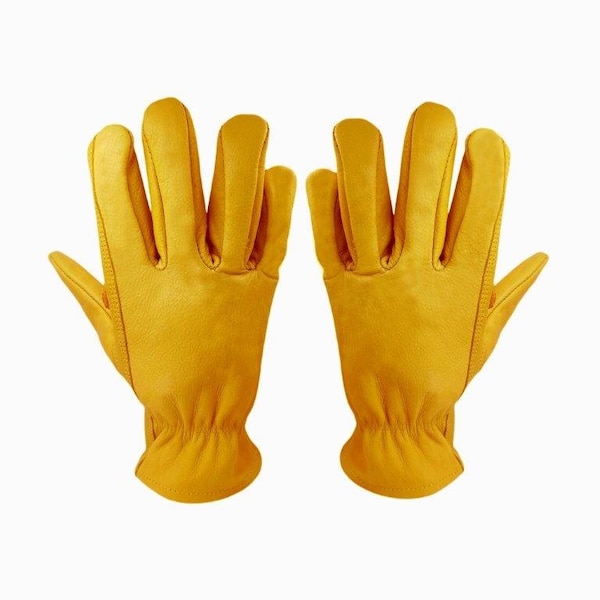 Exxo Cowhide Leather Work Gloves, Cut Resistant, Yellow, X-Large, 3PK - 9106-3