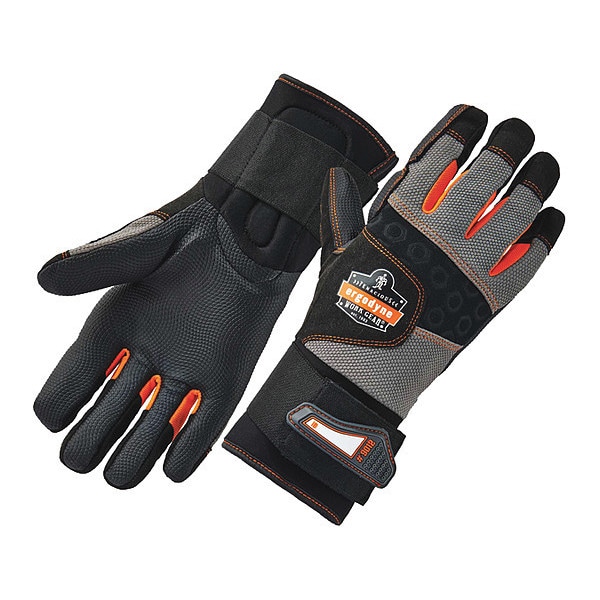 Proflex By Ergodyne Gloves, Anti-Vibe, Wrist Spprt, Blk, XL, PR - 9012