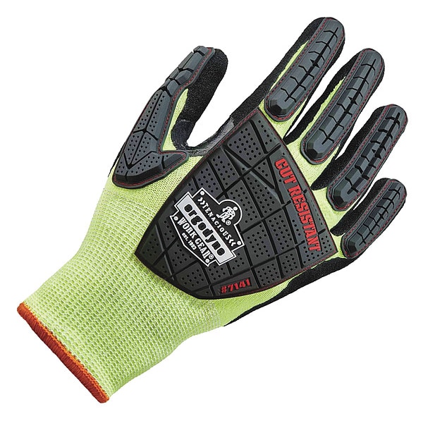 Ergodyne Coated Gloves, Nitrile, Sandy, Palm, 4 Abrasion Level, Lime, , XL 1 PR - 7141