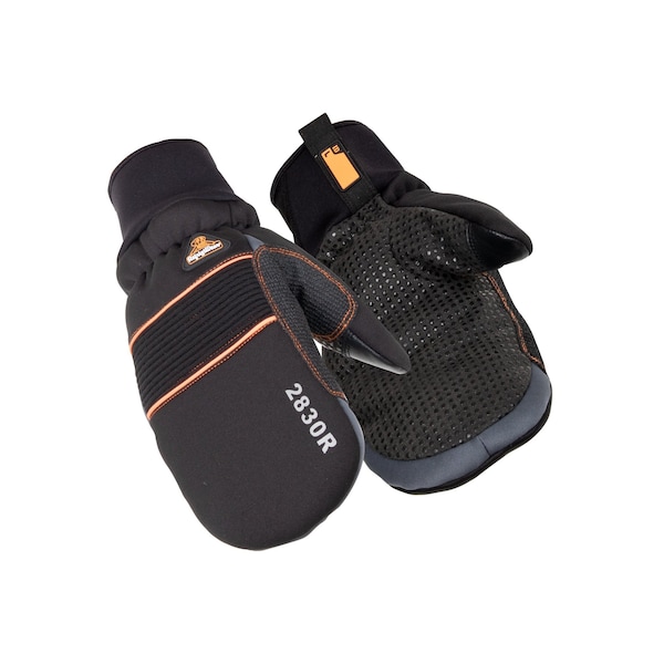 Refrigiwear Cold Protection Mitts, Synthetic Leather w/Silicone Dots Palm, Tricot Lining, Black, M - 2830RBLKMED