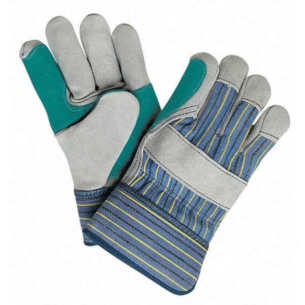 Mcr Safety Leather Gloves, Cowhide, Safety Cuff, Wing Thumb, Full Finger, Gray, 2XL, 12 PK - 1411XXL