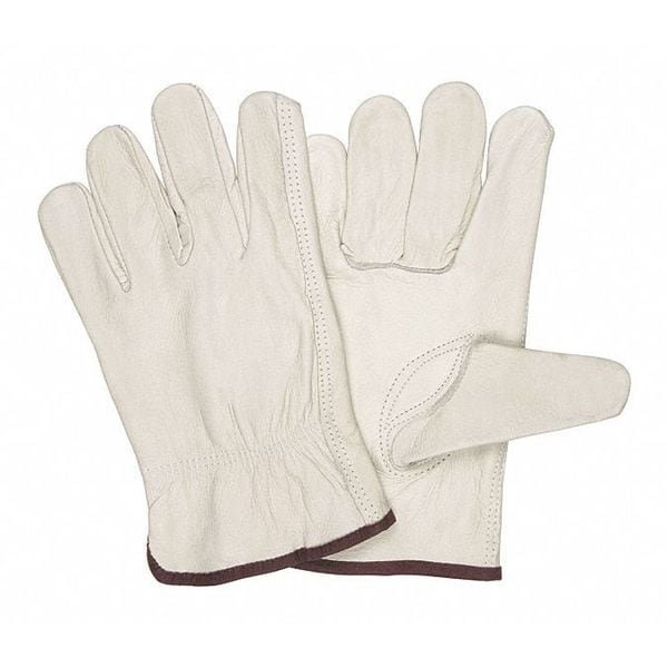 Mcr Safety Leather Drivers Gloves, Slip-On, Keystone Thumb, Gunn Cut, Beige, 2XL 12 PK - 3213XXL