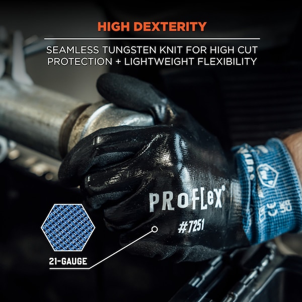Ergodyne Fully Coated Nitrile Cut-Resistant Gloves, Cut Level A5 , Nitrile , L 1 PR - 7251