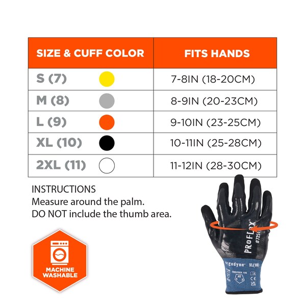 Ergodyne Fully Coated Nitrile Cut-Resistant Gloves, Cut Level A5 , Nitrile , L 1 PR - 7251