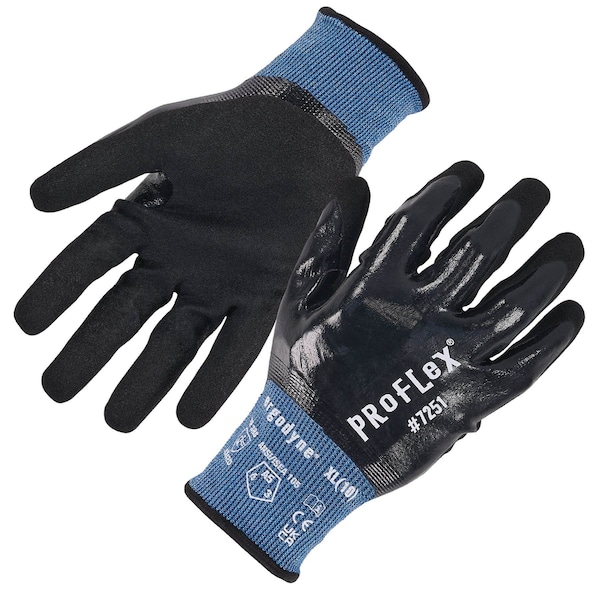 Ergodyne Fully Coated Nitrile Cut-Resistant Gloves, Cut Level A5 , Nitrile , L 1 PR - 7251