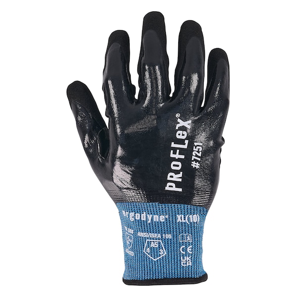 Ergodyne Fully Coated Nitrile Cut-Resistant Gloves, Cut Level A5 , Nitrile , L 1 PR - 7251