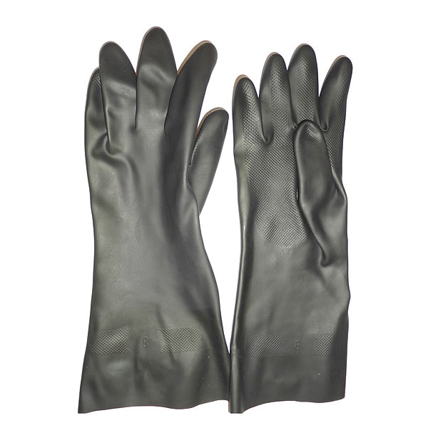 Condor Chemical Resistant Gloves, Neoprene, 12 in L, 25 mil, Black, XL, 1 PR - 60KV26