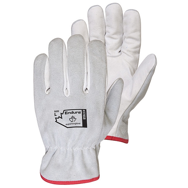 Endura Leather Drivers Gloves, Safety, White, 12 PK - 378SB-L