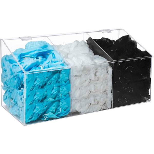 Global Industrial Acrylic PPE Dispenser, 3 Compartments, Clear - 695987