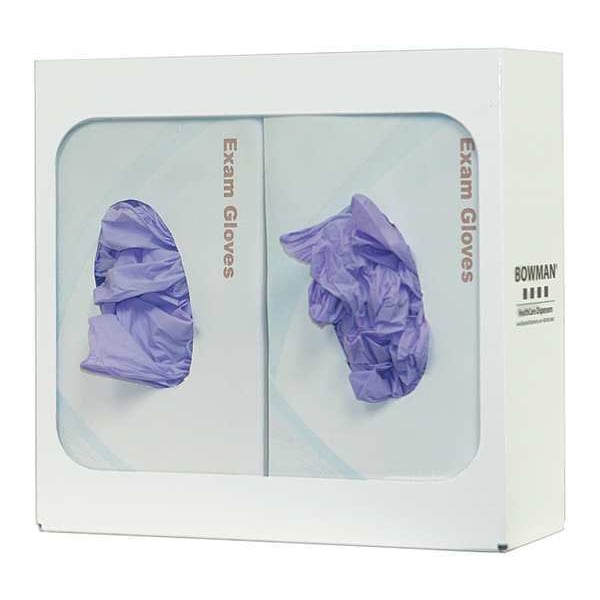 Bowman Dispensers Glove Box Dispenser, Powder-Coated Steel, Holds (2) Boxes , White , 10 in H x 10-5/8 in W x 3-7/8 in D - GB-002