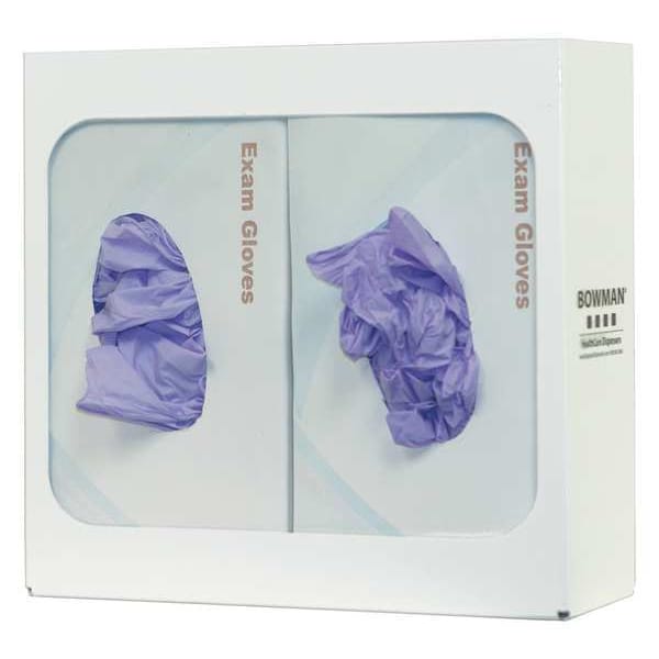 Bowman Dispensers Glove Box Dispenser, Powder-Coated Steel, Holds (2) Boxes , White , 10 in H x 10-5/8 in W x 3-7/8 in D - GB-002