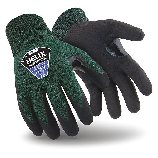 Hexarmor Cut Resistant Coated Gloves, Cut Level A2 , Dipped , Nitrile , Foam , L 1 PR - 1071-L (9)