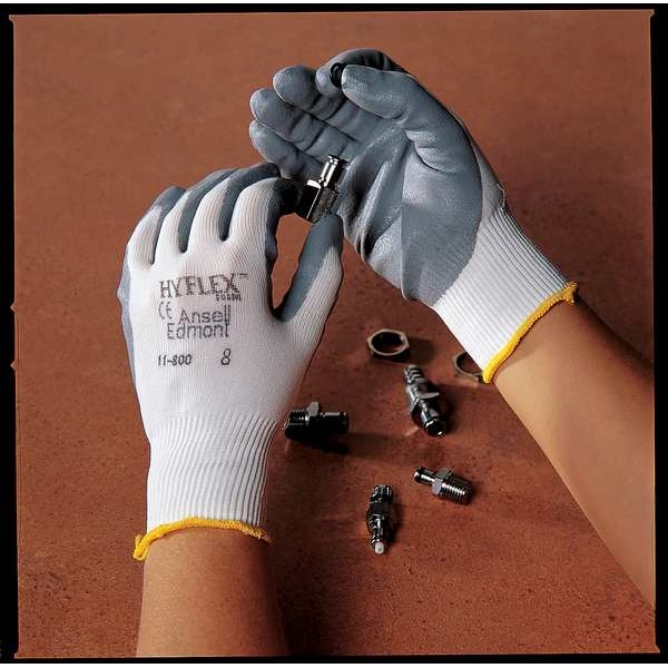 Ansell Antistatic Gloves, Nitrile, 8 in L, 13 ga, Gray, S, 1 PR - 11-100