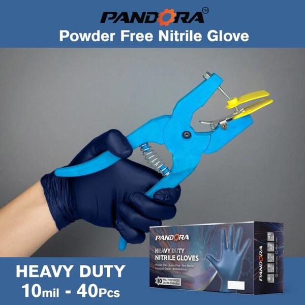 Pandora Disposable Gloves, 10 mil Palm, Nitrile, Powder-Free, XL, 80 PK, Black - PAN-BL-XL