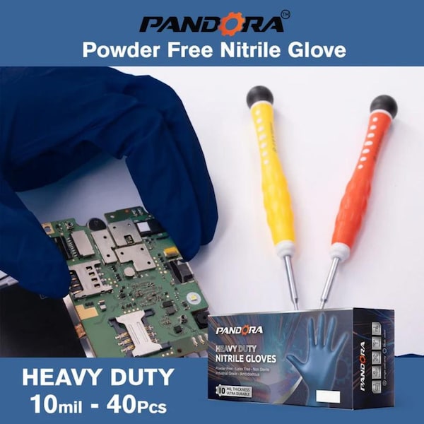 Pandora Disposable Gloves, 10 mil Palm, Nitrile, Powder-Free, XL, 80 PK, Black - PAN-BL-XL