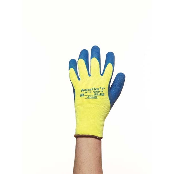 Ansell Hi-Vis Cut-Resistant Coated Gloves, Cut Level A3 , Dipped , Natural Rubber Latex , Rough , M 1 PR - 80-400