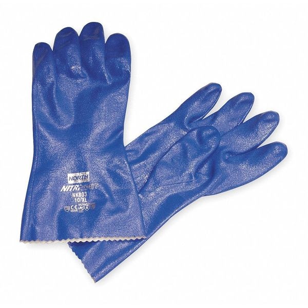 Honeywell North Chemical Resistant Gloves, Nitrile, 12 in L, 40 mil, Blue, 8, 1 PR - NK803/8-H5
