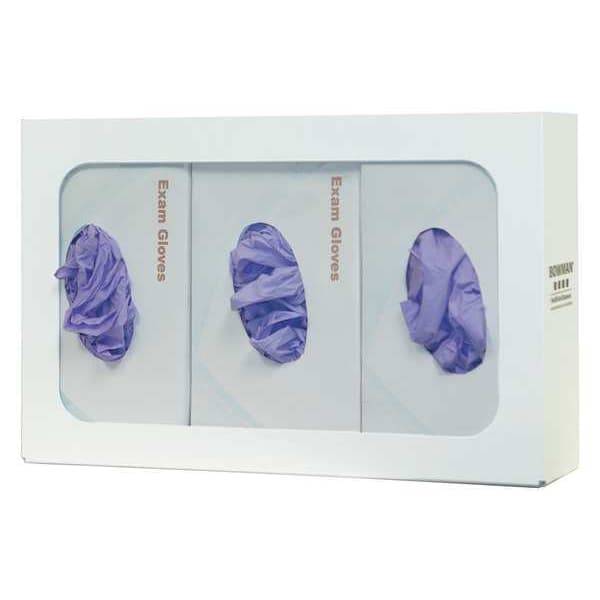 Bowman Dispensers Glove Box Dispenser, Powder-Coated Steel, Holds (3) Boxes , White , 10 in H x 15-7/8 in W x 3-7/8 in D - GB-003