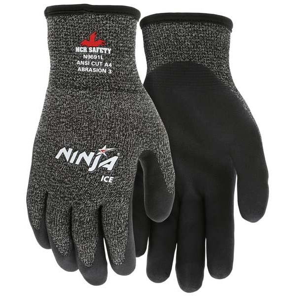 Mcr Safety Ninja Ice Acrylic Terry Inner Lining, L, Black, White - N9691L