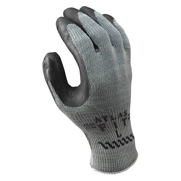 Showa Latex Coated Gloves, Latex, Rough, Palm and Fingers, Not Rated Abrasion Level, Black/Gray, 9 1 PR - 300BL-09-V
