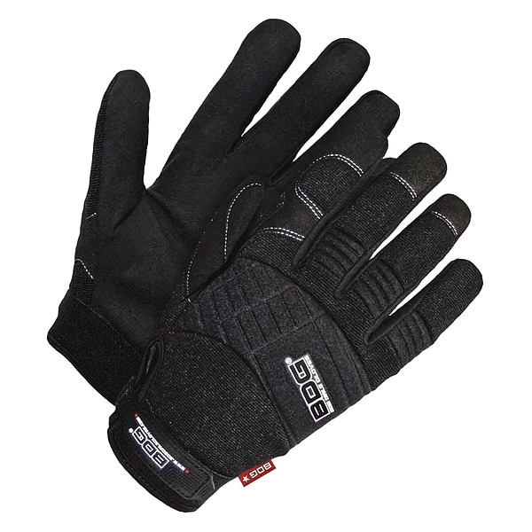 Bdg X-Site Mechanics Gloves, Synthetic Leather Palm, SpandexÂ® Back, L, Black - 20-1-10603B-L