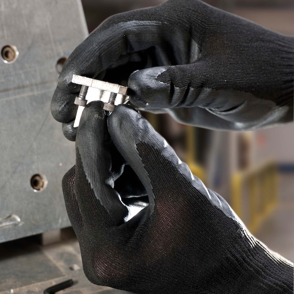 Kleenguard Coated Gloves, Polyurethane, Flat, Palm, 3 Abrasion Level, Black, XL (10) 1 PR - 13840