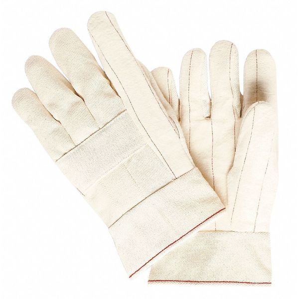 Mcr Safety Heat Resistant Gloves, Cotton, 250 Degrees F Max Temp., Band Top Cuff White, L, 1 PR - VP9124K