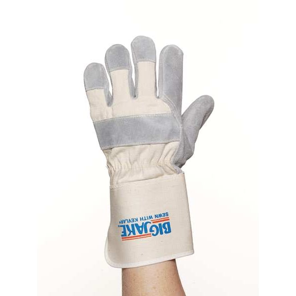 Mcr Safety Leather Gloves, Cowhide, Safety Cuff, Wing Thumb, Gray, L, 1 PR - 1702L