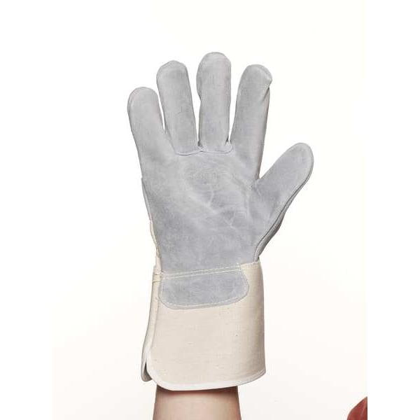 Mcr Safety Leather Gloves, Cowhide, Safety Cuff, Wing Thumb, Gray, L, 1 PR - 1702L