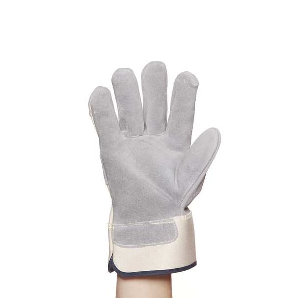 Mcr Safety Leather Gloves, Cowhide, Safety Cuff, Wing Thumb, Gray, L, 1 PR - 1702L