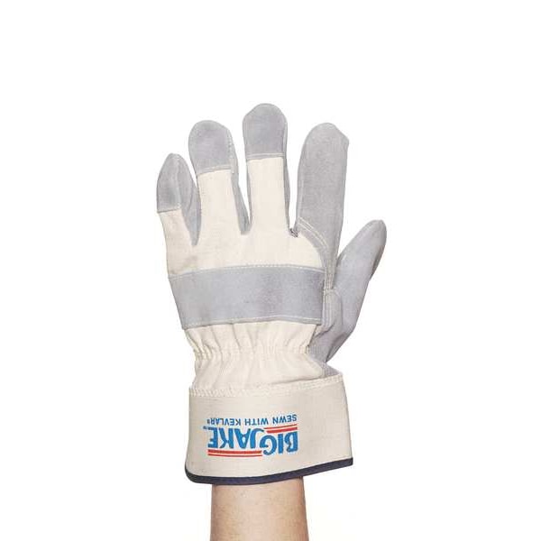 Mcr Safety Leather Gloves, Cowhide, Safety Cuff, Wing Thumb, Gray, L, 1 PR - 1702L
