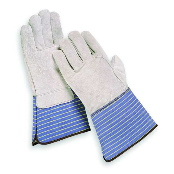 Condor Leather Gloves, Cowhide, Gauntlet Cuff, Wing Thumb, Full Finger, Gray, L, 1 PR - 5AR16