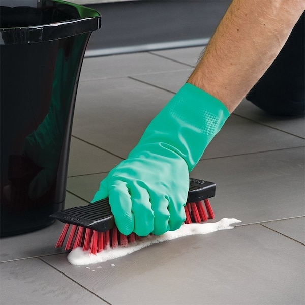 The Libman Co Libman Heavy-Duty Reusable Gloves, L, 13 in L, Nitrile, Green - 1319