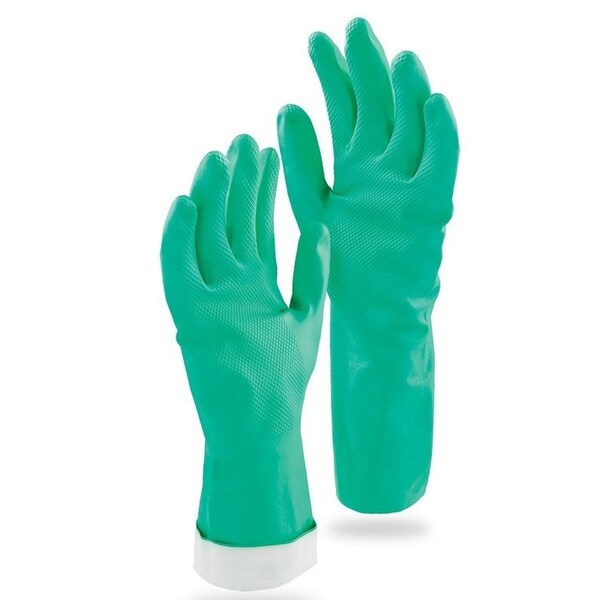 The Libman Co Libman Heavy-Duty Reusable Gloves, L, 13 in L, Nitrile, Green - 1319