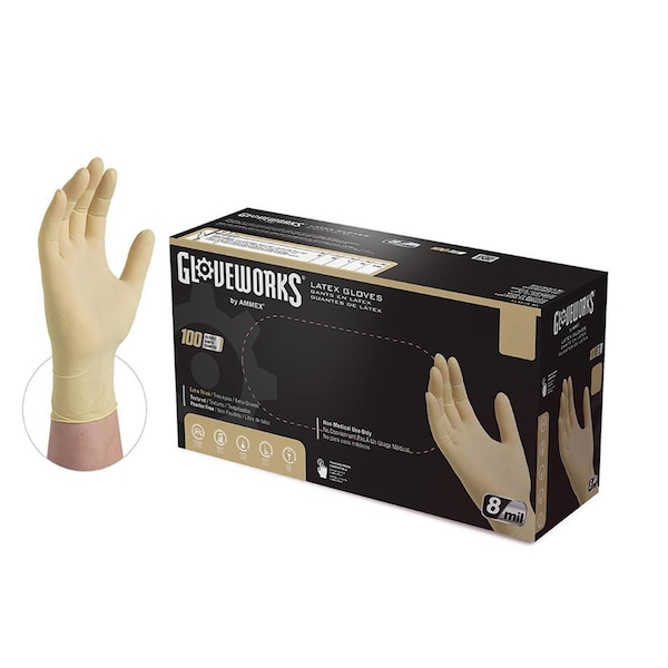 Ammex Xl Gloveworks Hd P/F Textured Latex Gloves 100 Gloves/Box - ILHD48100