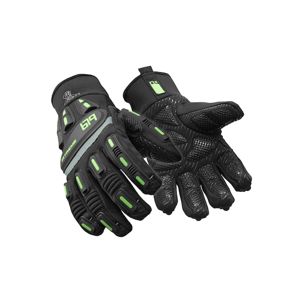 Refrigiwear Cold Protection Gloves, Synthetic Leather w/ Silicone Grip Palm, Tricot Lining, Black, L - 0679RBLKLAR