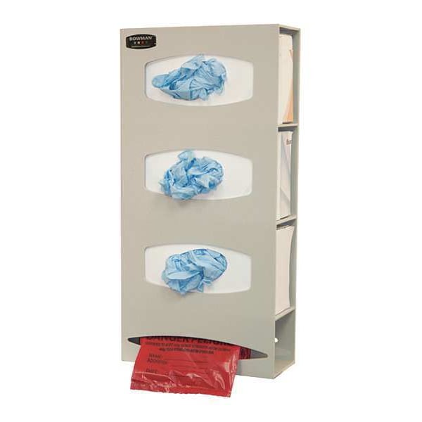 Bowman Dispensers Glove Box Dispenser, ABS Plastic, Holds (3) Boxes, Bag Roll , Beige - PS004-0212