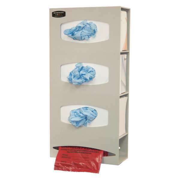 Bowman Dispensers Glove Box Dispenser, ABS Plastic, Holds (3) Boxes, Bag Roll , Beige - PS004-0212