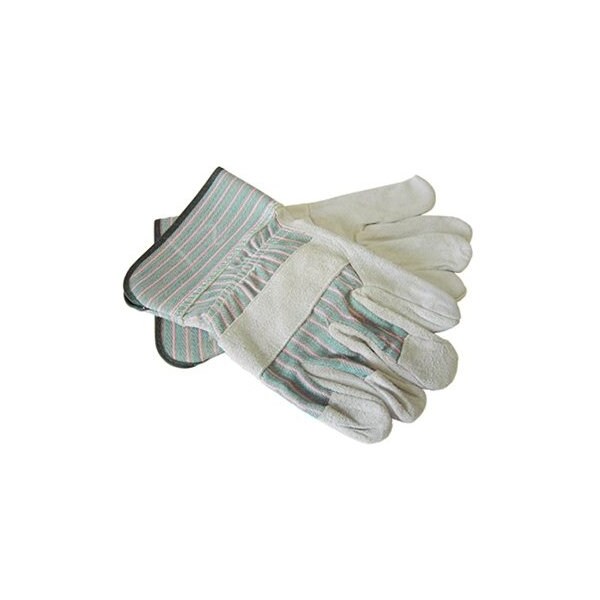 The Brush Man Split Cowhide Leather Gloves, Safety Cuff, Elastic Back, Large, 12PK - GLOVE-9466