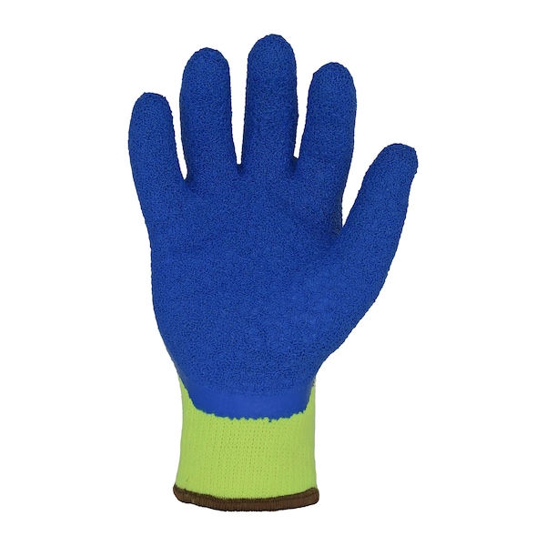 Azusa Safety Coated Winter Work Gloves, Knit Wrist Cuff, Hi-Vis Lime/Blue, X-Large - LW1010
