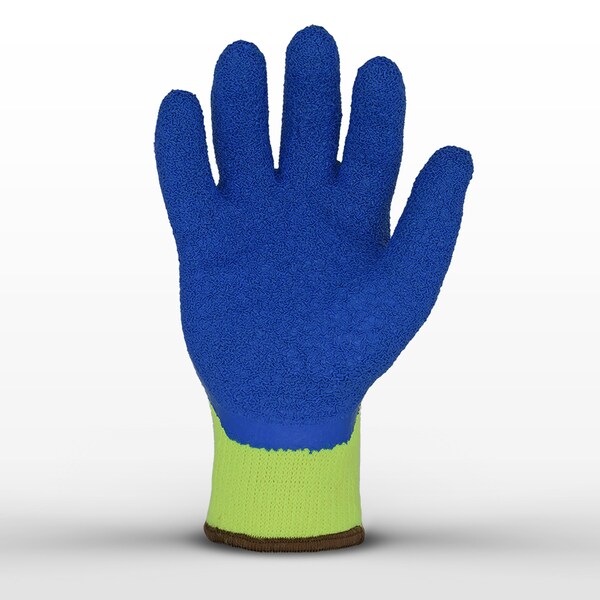 Azusa Safety Coated Winter Work Gloves, Knit Wrist Cuff, Hi-Vis Lime/Blue, X-Large - LW1010