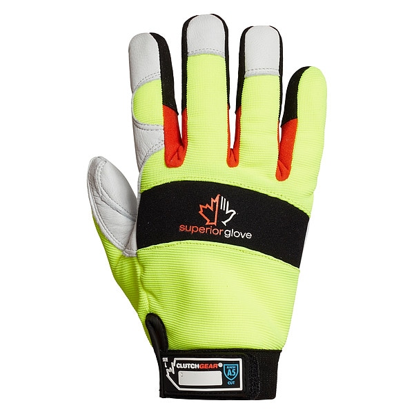 Superior Glove Leather Gloves, Goatskin, Shirred Slip-On Cuff, Wing Thumb, Green/White, L, 1 PR - MXGKGHV-L