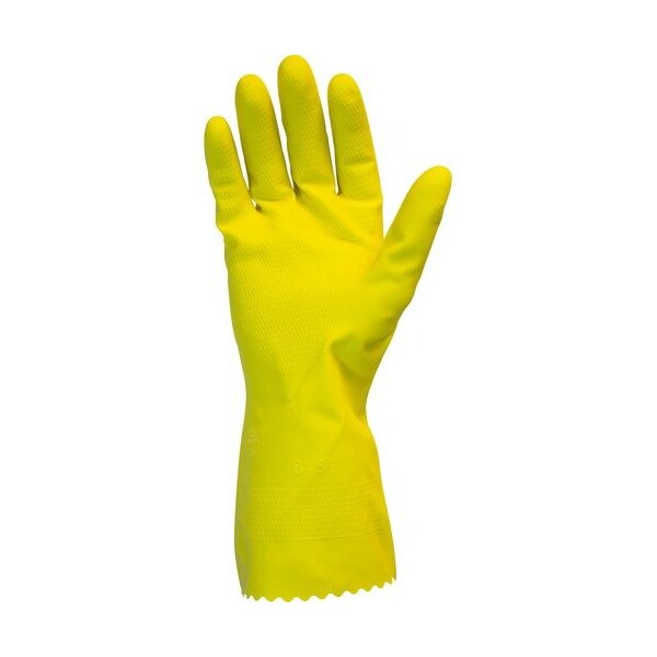 The Safety Zone Gloves, Flock-lined, Latex, Medium, 18 mil, 12inL, YW, 12PK - SZNGRFYMD1S