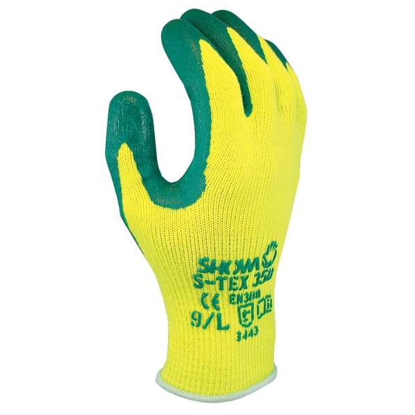 Showa Hi-Vis Cut Resistant Coated Gloves, Cut Level 4 , Dipped , Nitrile , Smooth , XL 1 PR - S-TEX350XL-10