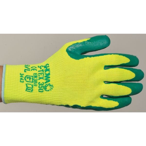 Showa Hi-Vis Cut Resistant Coated Gloves, Cut Level 4 , Dipped , Nitrile , Smooth , XL 1 PR - S-TEX350XL-10