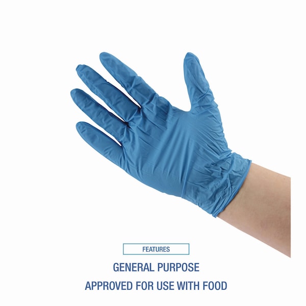 Boardwalk 395 Series, Disposable Gloves, 5 mil Palm, Nitrile, Powder-Free, M, 100 PK, Blue - 395MBXA