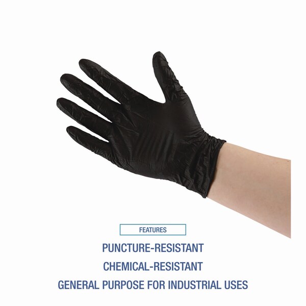 Boardwalk 396 Series, Disposable Gloves, 4.4 mil Palm, Nitrile, Powder-Free, M, 100 PK, Black - BWK396MBX