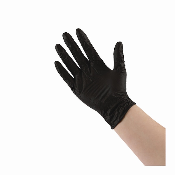 Boardwalk 396 Series, Disposable Gloves, 4.4 mil Palm, Nitrile, Powder-Free, M, 100 PK, Black - BWK396MBX