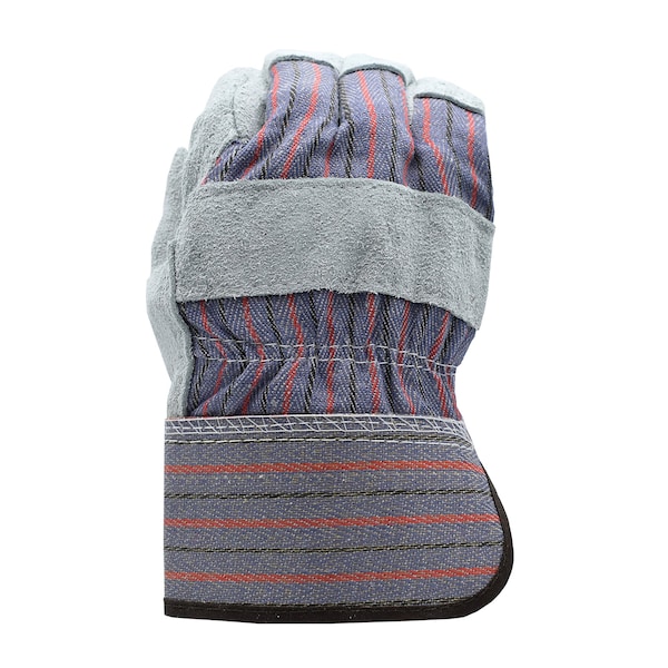 Cordova Palm, Cowhide, Shoulder, Split Gloves, Blue/Red Striped Fabric, XL, 12PK - 7200RXL