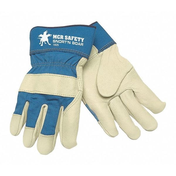Mcr Safety Leather Cut-Resistant Gloves, Pigskin, Safety Cuff, Wing Thumb, Full Finger, Beige, XL, 12 PK - 1925XL